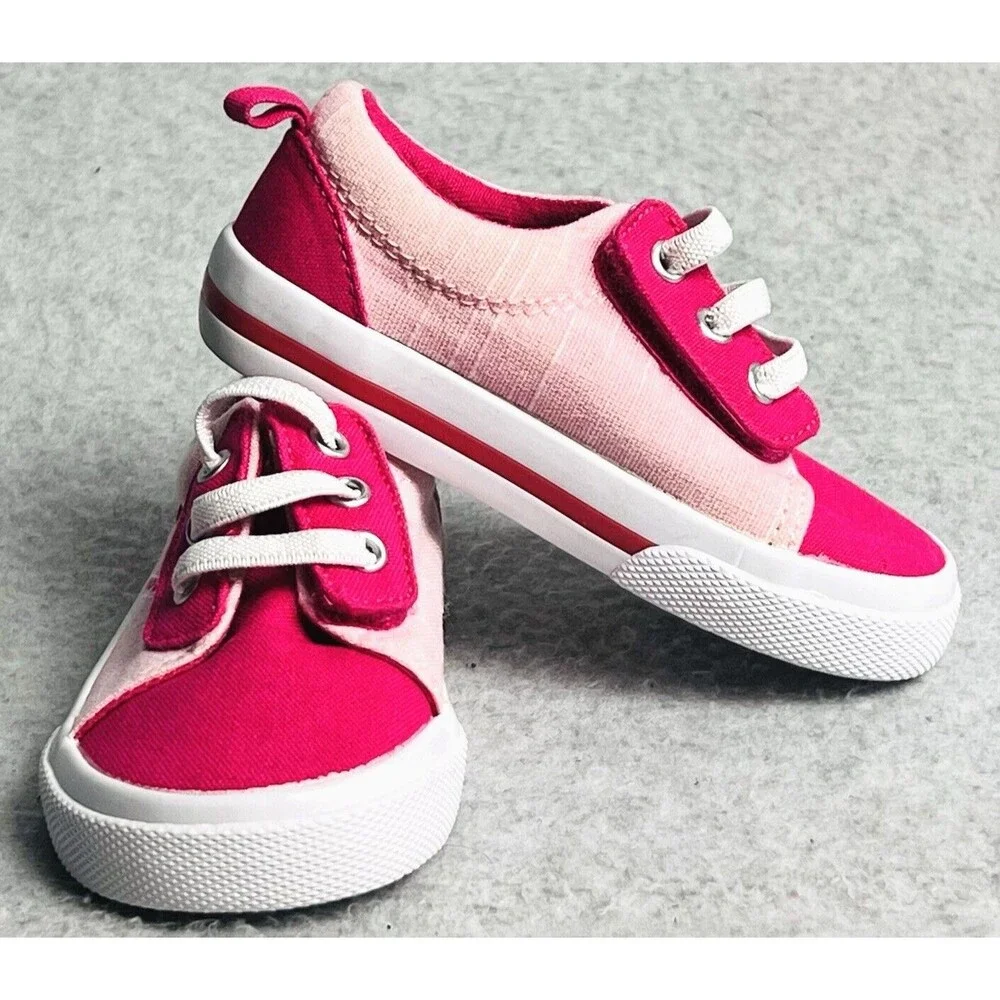 Wonder Nation Girls 5 Toddler Pink Canvas Lace Up Sneakers Casual Play Shoes